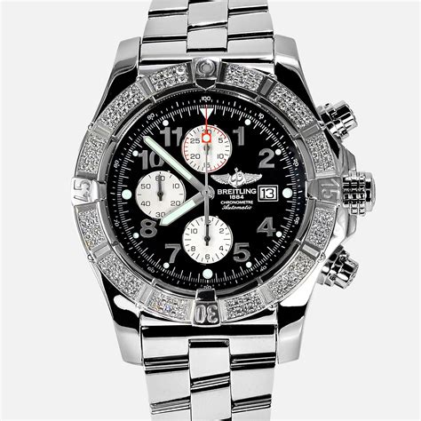 breitling aeromarine super avenger with diamond bezel|Breitling Super Avenger A13370 .